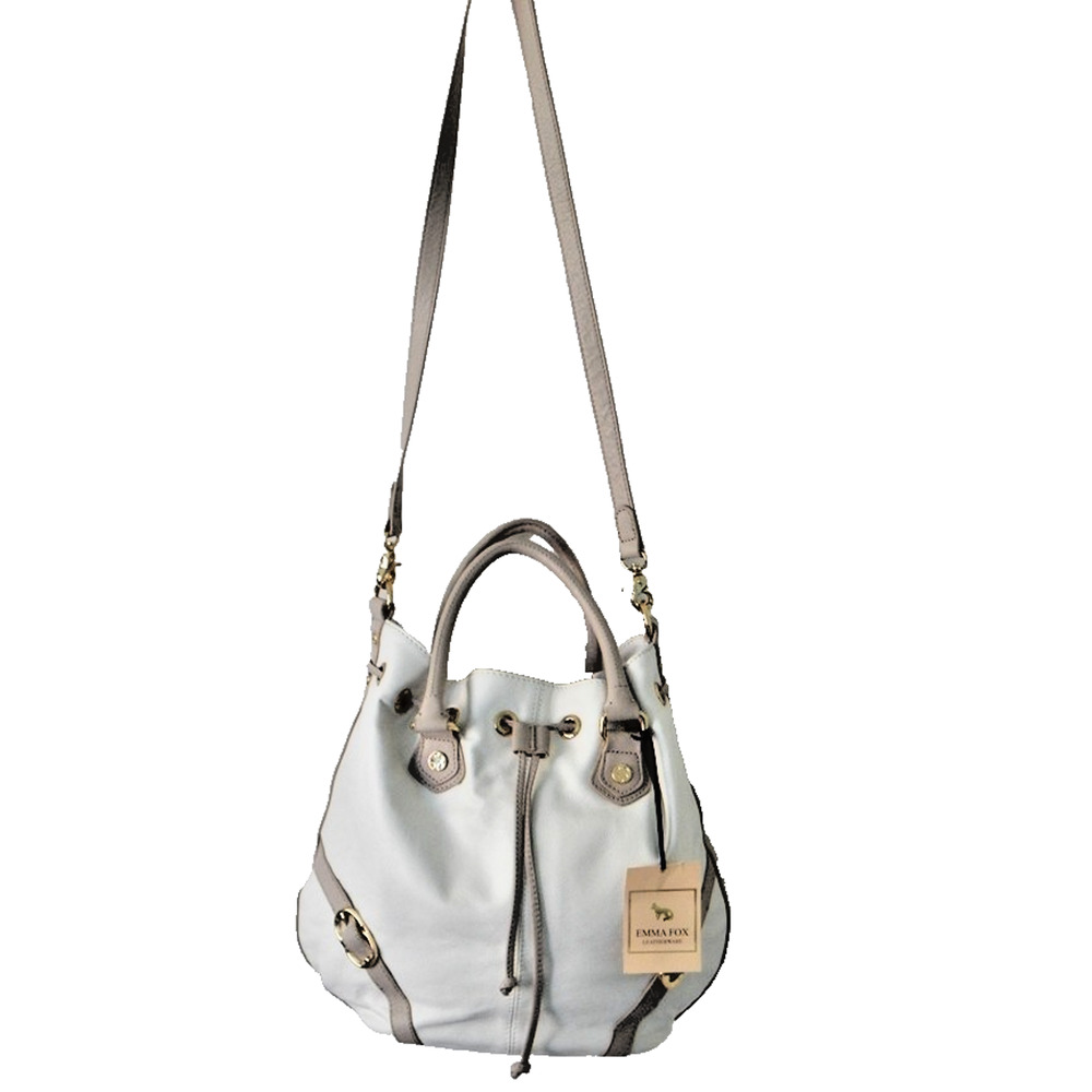 NWT EMMA FOX JUNO Leather Satchel Shoulder Handbag White NEW